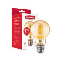 Лампа LED A60 Е27 8W 4100K 220V MAXUS №761 Filamen Frosted Golden