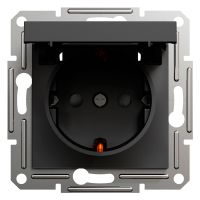Розетка із заземленням та кришкою Schneider Electric Asfora антрацит