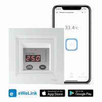 Терморегулятор Rubezh TR-16V-WIFI з WiFi для теплої підлоги рамка Schneider Asfora біла 16А 220В