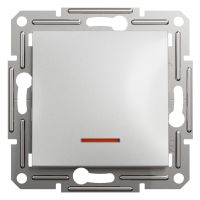 Вимикач з підсвіткою одноклавішний самозатискний Schneider Electric Asfora алюміній