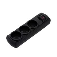 Колодка Violux 3 гнізда без заземлення чорна з вимикачем 910270