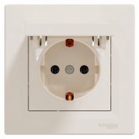 Розетка Schneider Electric Asfora з кришкою та заземленням кремова