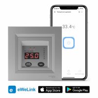 Терморегулятор Rubezh TR-16V-WIFI з WiFi для теплої підлоги рамка Schneider Asfora алюміній 16А 220В