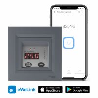 Терморегулятор Rubezh TR-16V-WIFI з WiFi для теплої підлоги рамка Schneider Asfora сталь 16А 220В