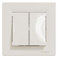 Перемикач самозатискний двоклавішний Schneider Electric Asfora кремовий