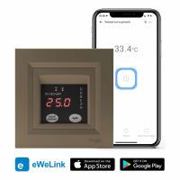 Терморегулятор Rubezh TR-16V-WIFI з WiFi для теплої підлоги рамка Schneider Asfora бронза 16А 220В