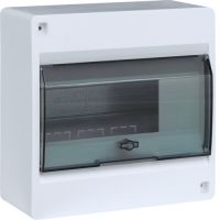 Щит на 8 модулів накладний з прозорими дверцятами COSMOS