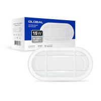 Світильник овал з решіткою Білий 15 W 5000 IP65 GLOBAL