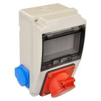 Щит на 6 модулів розетки 2шт 220V + силова 32А 3P+N+PE TP Electric IP44