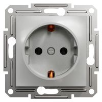 Розетка Schneider Electric Asfora із заземленням алюміній